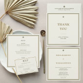 Modern Classic Ivory & Gold Wedding Photo サンキューカード