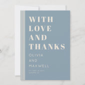 Modern Classic Love and Thanks Blue Striped サンキューカード (正面)