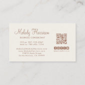 Modern Classic Minimalist Elegant Mocha QR Code 名刺 (裏面)