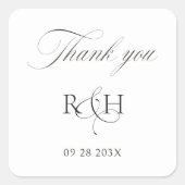 Modern Classic Monogram Thank You Wedding Sticker スクエアシール (正面)