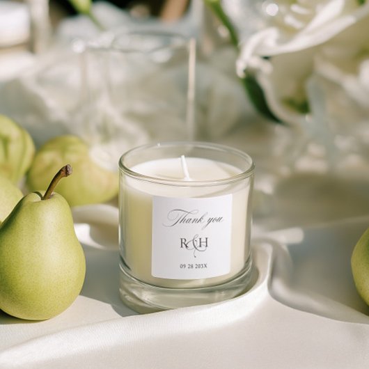 Modern Classic Monogram Thank You Wedding Sticker スクエアシール