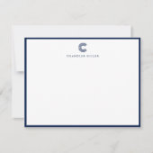 Modern Classic Navy Blue Border Custom Stationery ノートカード (正面)