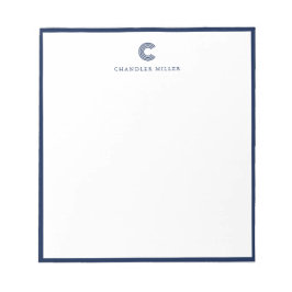 Modern Classic Navy Blue Border Custom Stationery ノートパッド