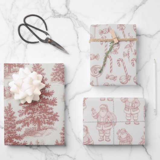 Modern Classic Red Pine Wreath Christmas Holiday ラッピングペーパーシート (正面)