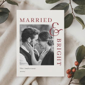 Modern Classic Red Typography Married and Bright シーズンカード