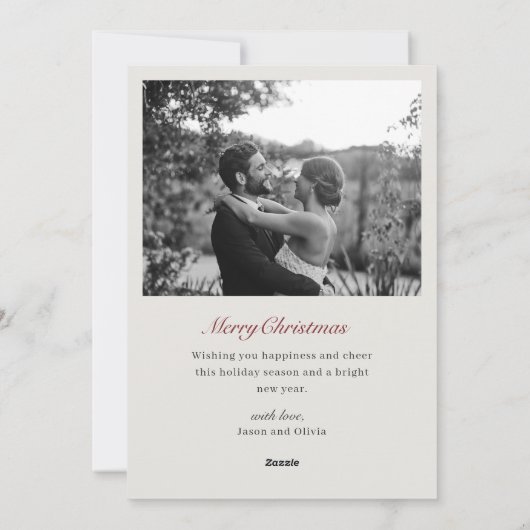 Modern Classic Red Typography Married and Bright シーズンカード (裏面)