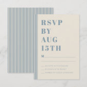 Modern Classic RSVP Blue Striped Wedding  エンクロージャーカード (正面/裏面)