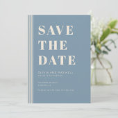 Modern Classic Save The Date Blue Striped Photo 招待状 (スタンド正面)