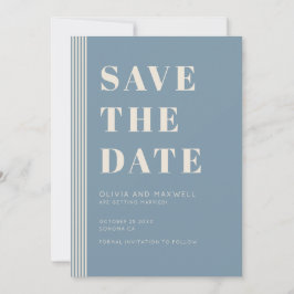 Modern Classic Save The Date Blue Striped Wedding  招待状