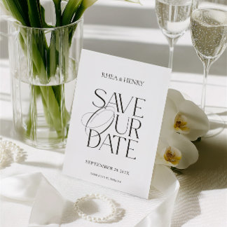 Modern Classic Save the Date Wedding Card セーブザデート