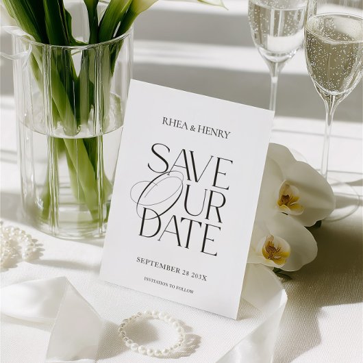 Modern Classic Save the Date Wedding Card セーブザデート