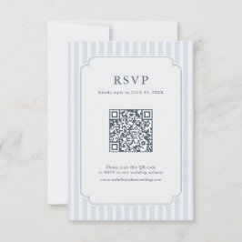 Modern Classic Stripes Dusty Blue Vintage QR Code 出欠カード