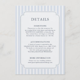 Modern Classic Stripes Dusty Blue Wedding Details エンクロージャーカード