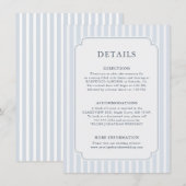 Modern Classic Stripes Dusty Blue Wedding Details エンクロージャーカード (正面/裏面)