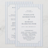 Modern Classic Stripes Dusty Blue Wedding Program (正面/裏面)