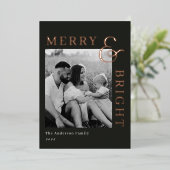 Modern Classic Typography Two Sided Family Photo 箔シーズンカード (立ち正面)