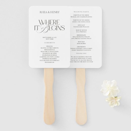 Modern Classic Wedding Ceremony Program  ハンドファン (正面&裏面)