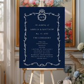 Modern Classic Wedding Ceremony Program Navy Blue ポスター
