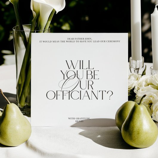 Modern Classic Wedding Officiant Proposal Card 招待状