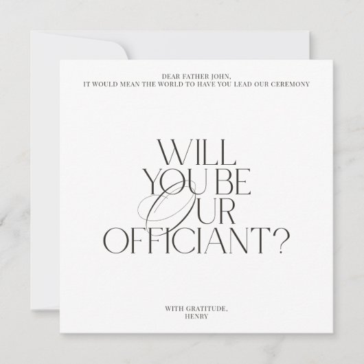 Modern Classic Wedding Officiant Proposal Card 招待状 (正面)
