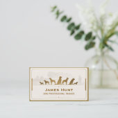 Modern Classy Dog Trainer Puppy Gold Business Card 名刺 (スタンド正面)
