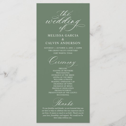 Modern Classy Elegant Wedding Ceremony プログラム (正面)