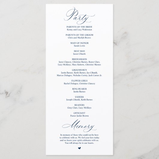 Modern Classy Elegant Wedding Ceremony プログラム (裏面)