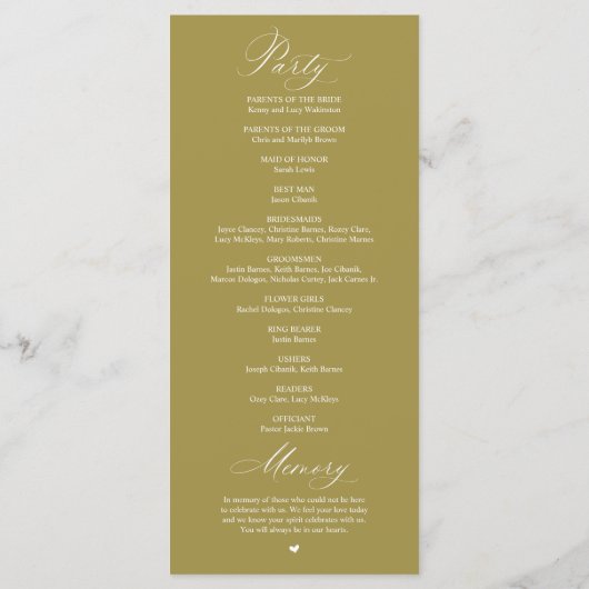 Modern Classy Elegant Wedding Ceremony プログラム (裏面)