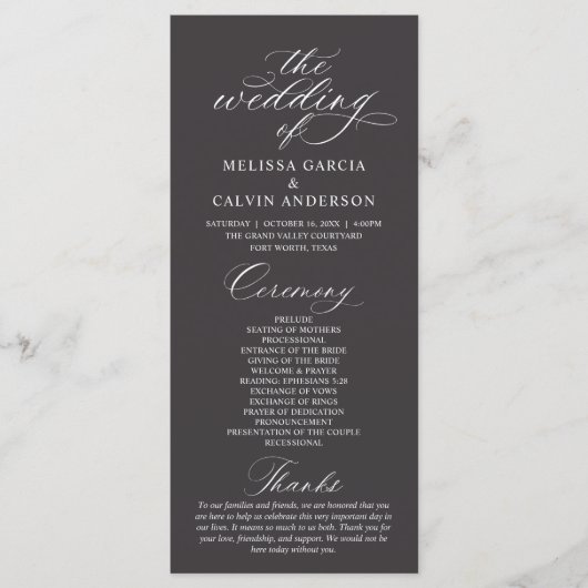 Modern Classy Elegant Wedding Ceremony プログラム (正面)