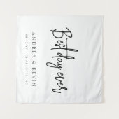 Modern Classy Wedding Best Day Ever Welcome Sign タペストリー (正面(横))