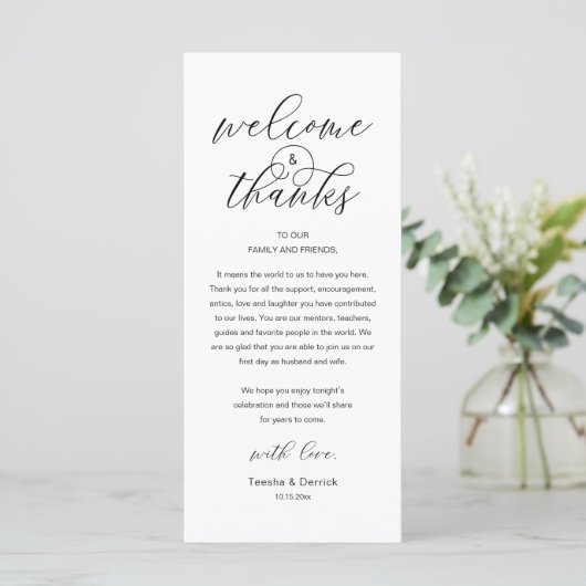 Modern Classy Wedding Reception Thank You Card プログラム (スタンド正面)