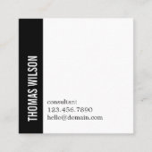 Modern Clean Bold Black White Consultant QR code スクエア名刺 (正面)