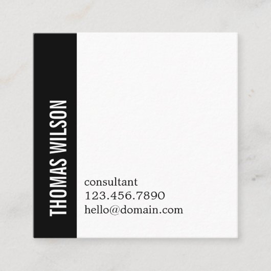 Modern Clean Bold Black White Consultant QR code スクエア名刺 (正面)