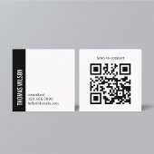 Modern Clean Bold Black White Consultant QR code スクエア名刺