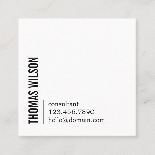 Modern Clean Bold Black White Consultant QR code スクエア名刺 (正面)