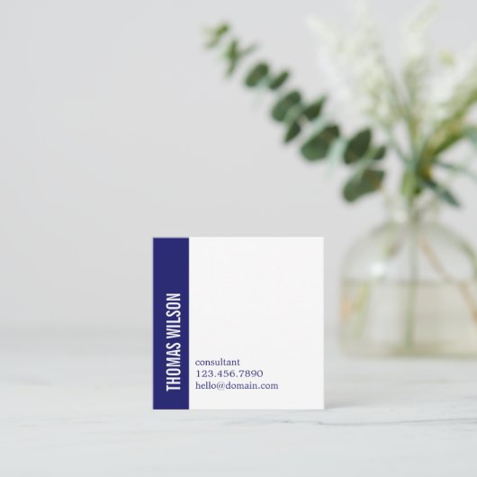 Modern Clean Bold Blue White Consultant QR code スクエア名刺 (スタンド正面)