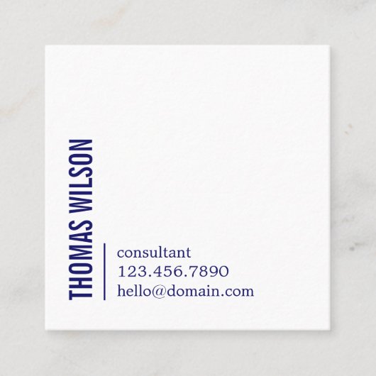 Modern Clean Bold Blue White Consultant QR code スクエア名刺 (正面)