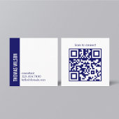 Modern Clean Bold Blue White Consultant QR code スクエア名刺