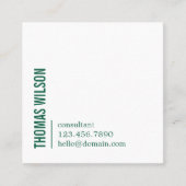 Modern Clean Bold Green White Consultant QR code スクエア名刺 (正面)