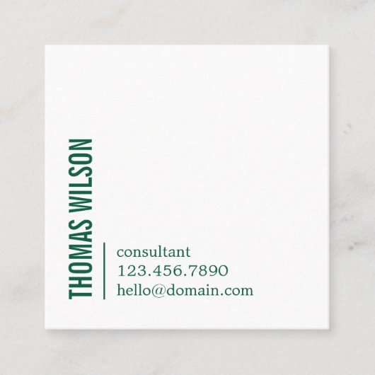 Modern Clean Bold Green White Consultant QR code スクエア名刺 (正面)