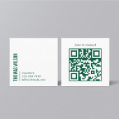 Modern Clean Bold Green White Consultant QR code スクエア名刺