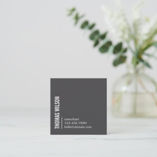 Modern Clean Bold Grey White Consultant QR code スクエア名刺 (スタンド正面)