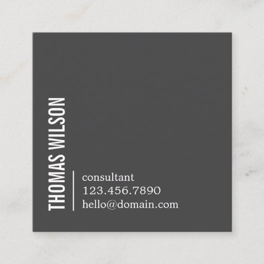 Modern Clean Bold Grey White Consultant QR code スクエア名刺 (正面)