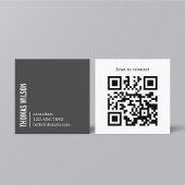Modern Clean Bold Grey White Consultant QR code スクエア名刺