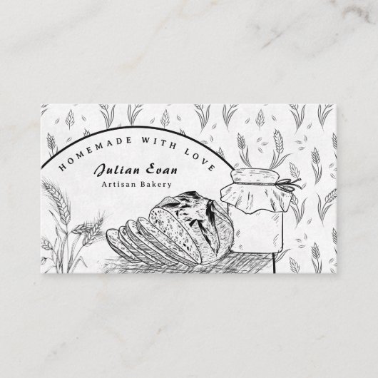 Modern Clean Hand Sketch Sourdough Homemade Bread 名刺 (正面)