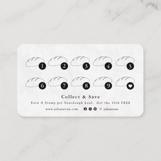 Modern Clean Homemade Sourdough Loyalty Card 名刺 (裏面)