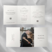Modern clean minimal editorial photo QR wedding 三つ折り招待状