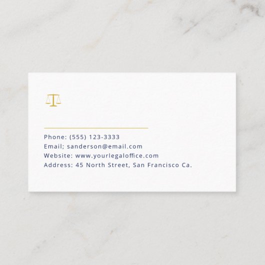 Modern clean navy blue attorney at law name 名刺 (裏面)