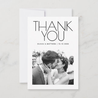 Modern Clean Wedding | Minimalist Elegant Photo サンキューカード
