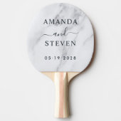 Modern Clean White Couple Names with Wedding Date 卓球ラケット (正面)